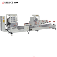 Sierra de doble inglete CNC para perfiles de aluminio/UPVC/PVC para puertas, ventanas y muros cortina, corte multiángulo 45, 67.5, 90 con motor