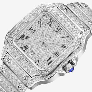 Reloj mecánico de lujo para hombre, superventas, de gama alta, con número romano cuadrado de diamante completo, reloj de pulsera mecánico de lujo 2025 - Product Image 6
