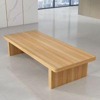 Table basse moderne en bois massif et marbre, table de thé flottante pour fenêtre, table basse de bar, table longue à pieds bas, mobilier de salon mobile