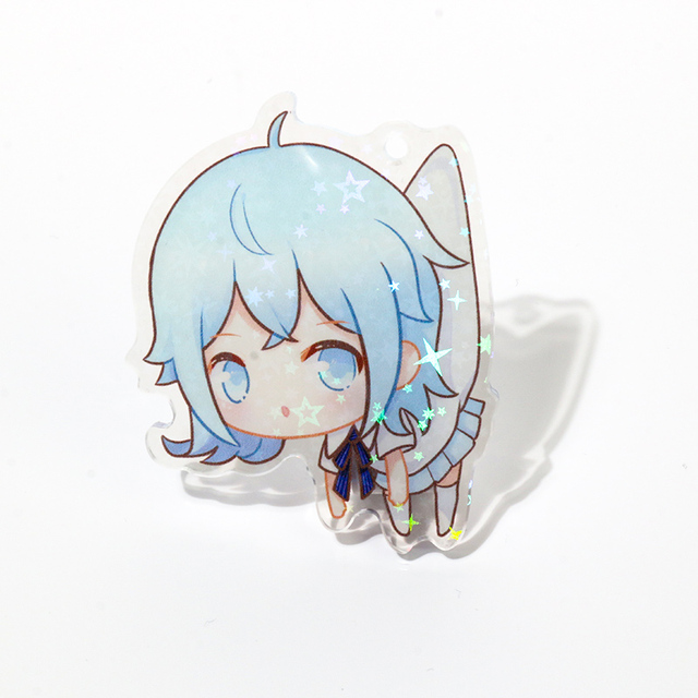 For Custom Eco-Friendly Anime UV Printed Acrylic Keychain Charms with Doll & Pig Designs