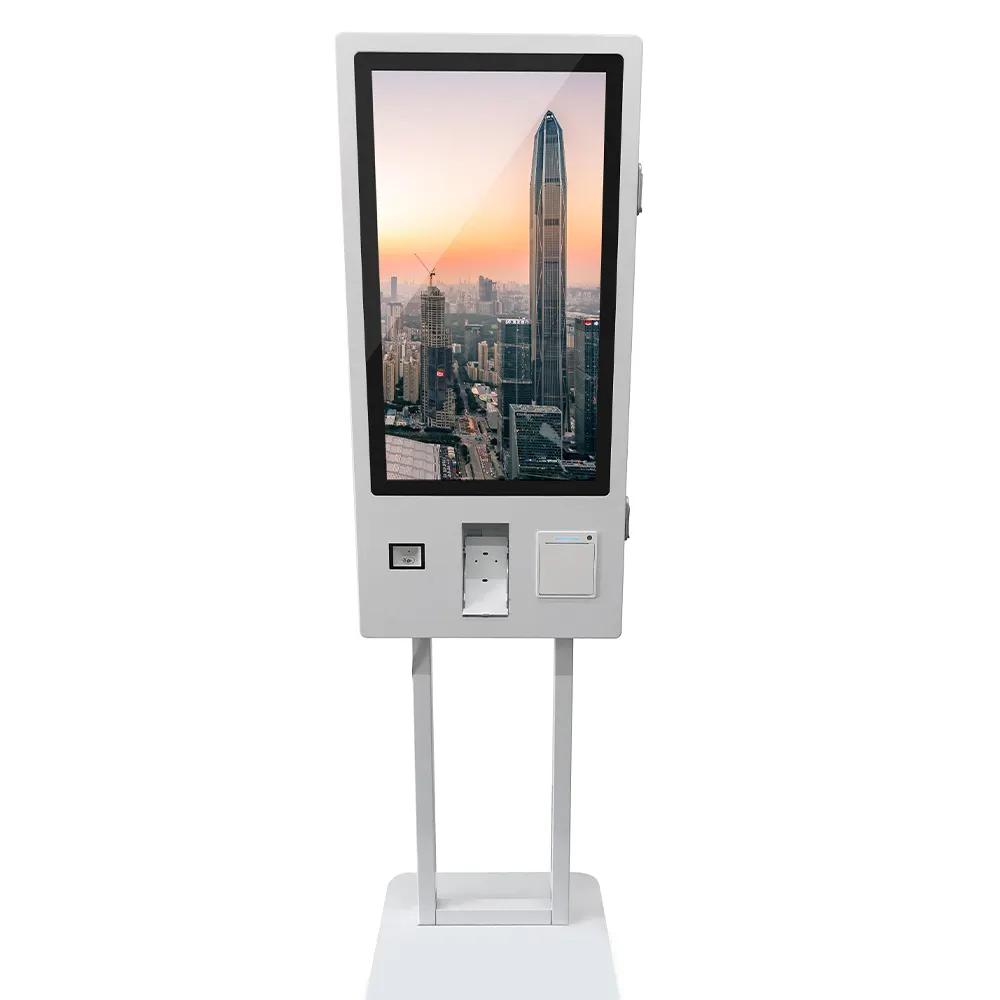 ตู้เทอร์มินัลสำหรับการสั่งซื้อ Window OS,ตู้สำหรับการสั่งซื้อที่เหนือกว่าพร้อมเครื่องพิมพ์ Scannerself Service Kiosk หน้าจอสัมผัสขนาด27นิ้ว