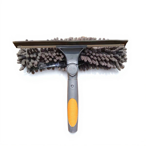 Nettoyeur de vitres 2 en 1, grattoir double face avec tampon en microfibre pour le nettoyage des vitres - Product Image 1