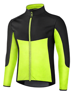Veste de cyclisme noire et vert citron pour homme, avec fermeture éclair intégrale, manches longues, coupe-vent, vêtements de sport, maillot de vélo VTT - Product Image 2