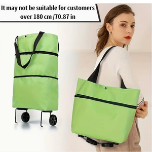 <b>Foldable</b> Wheeled Shopping Bag Oxford Material 5-10kg Large Capacity Reusable <b>Trolley</b> Grocery Tote Zipper Closure Supermarket - Product Image 6