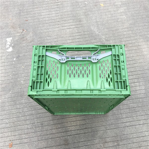 Green Folding <b>Plastic</b> <b>Basket</b> 600x400x225mm Hollow Turnover <b>Basket</b> For Fruit Transport - Product Image 3