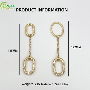 Diverse Craftsmanship Wholesale Factory Golden Oval-shaped Hollow With Rhinestone Keychain for Bag /<b>access</b> <b>Control</b> <b>Cards</b> - Product Image 2