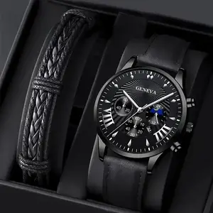 Fashion Mens Sports Watches Man Business Quartz Wristwatch Luxury Black Leather Bracelet Men Casual Luminous Clock Watch CC014