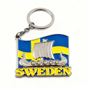 Precio de fábrica personalizado Vintage Metal Suecia bandera vikingos caballo diseño recuerdo llavero Aleación de Zinc Suecia recuerdo llavero - Product Image 3