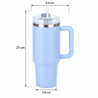 Gobelet isotherme en acier inoxydable à double paroi de 40 oz avec poignée et couvercle à paille pour le voyage, le bureau et l'extérieur – Vente en gros