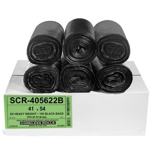 Sacs poubelle en plastique de 55 à 60 gallons, haute densité, XL, durables, multi-usages, noirs - Product Image 2