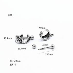 Boucles d'oreilles clous personnalisées pour hommes en acier inoxydable 316, étanches, hypoallergéniques, design fermeture éclair creuse, style vintage punk gothique pour hommes - Product Image 3