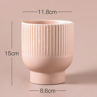 Grosir Morandi Nordic Modern Bulat Stripe Taman Penanam Keramik Anggrek Tanaman Sukulen Pot Bunga