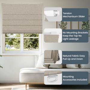 Persianas romanas opacas inalámbricas <span class=keywords><strong>de</strong></span> estilo europeo, persianas <span class=keywords><strong>de</strong></span> <span class=keywords><strong>oficina</strong></span> personalizadas con aislamiento térmico, instalación integrada sin taladro para privacidad - Product Image 5