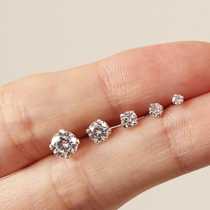 Pendientes de Diamantes Cultivados en Laboratorio con Corte Brillante Redondo en Oro de 14K Personalizados, Joyería Fina Unisex para <span class=keywords><strong>Aniversario</strong></span>, <span class=keywords><strong>Boda</strong></span>, Banquete, <span class=keywords><strong>Regalo</strong></span> - Product Image 1