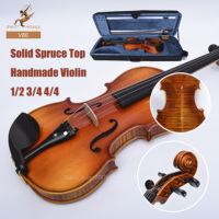 Violon fait main en gros 1/4 1/8 2/4 4/4 3/4 table en épicéa dos en érable flammé archet en ébène violon professionnel à vendre