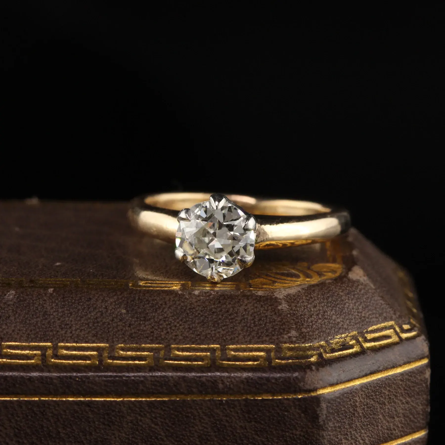 แหวนหมั้นเพชรสีเหลืองทอง14K แหวนผู้หญิงเพชรโมอิสเจียระไนแบบ1CT สไตล์วิกตอเรีย