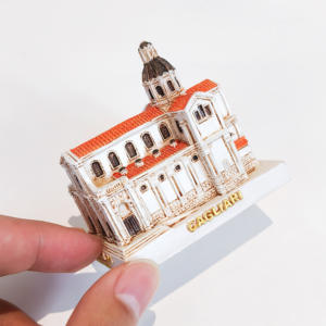 Collection d'ornements souvenirs en résine 3D personnalisés : <span class=keywords><strong>Cathédrale</strong></span> de Cagliari, Bastione di San Remy, Abbaye de Tihany, Tour de Kizkulesi, Monument - Product Image 2