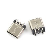 Connecteur femelle USB 3.1 Type-C 16 broches, simple rangée, sans trou, SMD, sur bande et bobine, boîtier tout cuivre et acier inoxydable pour PCB