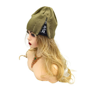 Custom Vintage Streetwear Cremallera Beanie Sombrero Doble Cara Gráfico Zip Beanie Y2K Diseñador Beanie - Product Image 2
