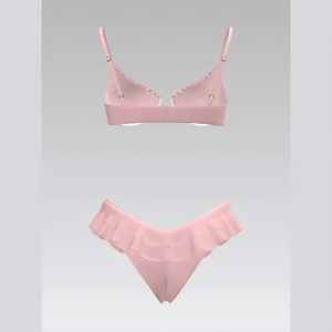 Elegante Conjunto de Bikini con Encaje Texturizado Personalizado y Braguita con Volantes para Mujer, Venta al Por Mayor - Product Image 2