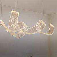 Lustre en verre acrylique 3D personnalisé, ruban, hôtel, hall, villa, moderne, luxe, ingénierie, réponse rapide, LED, suspension