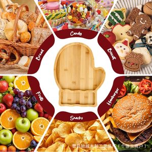 Bandeja de bambú con forma de guante para servir frutas, aperitivos y decoración navideña para fiestas. - Product Image 2