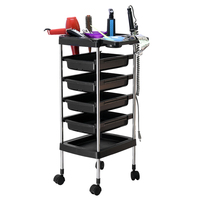 Chariot de coloration capillaire pour salon de coiffure avec 4 tiroirs en plastique à roulettes – Qualité supérieure pour barbier et styliste