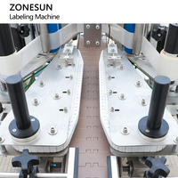 Étiqueteuse double face de bouteille plate d'autocollants automatiques de ZONESUN ZS-TB300M pour les bouteilles carrées