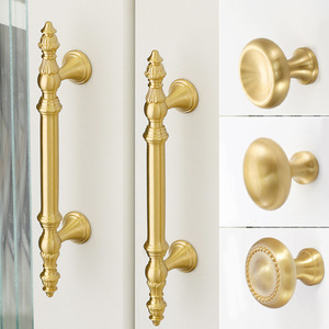 Nordic <b>light</b> luxury <b>cabinet</b> door brass handle wardrobe door French <b>cabinet</b> drawer furniture golden door pull handle - Product Image 4