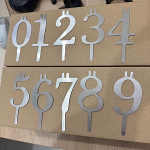 シルバーミラーナンバーケーキトッパー 0～9 両面アクリルカップケーキトッパー 誕生日記念日パーティーデザートデコレーション用 - Product Image 2