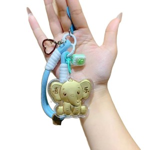 Happy Elephant – porte-clés en or pur 999, lanière de dessin animé, breloque pour téléphone portable, cadeau pour amis et collègues - Product Image 5