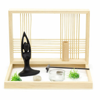 Cadeaux de méditation Mini Kit de jardin de sable Zen japonais pour bureau avec plateau en bambou sable blanc roches de rivière galets râteau ensemble d'outils