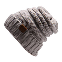 Chapeau tricoté chaud et pliable pour femme, couleur unie, avec logo personnalisé, nouvelle collection automne-hiver