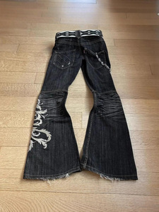 中国牛仔裤制造商 高腰叠层牛仔裤 黑色破洞紧身牛仔裤 男士原色牛仔布刺绣设计 - Product Image 2