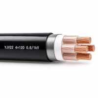 Câble d'alimentation YJV22 4 conducteurs XLPE blindé gainé PVC, conducteur en cuivre pur pour usage souterrain dans la construction 4*120mm²