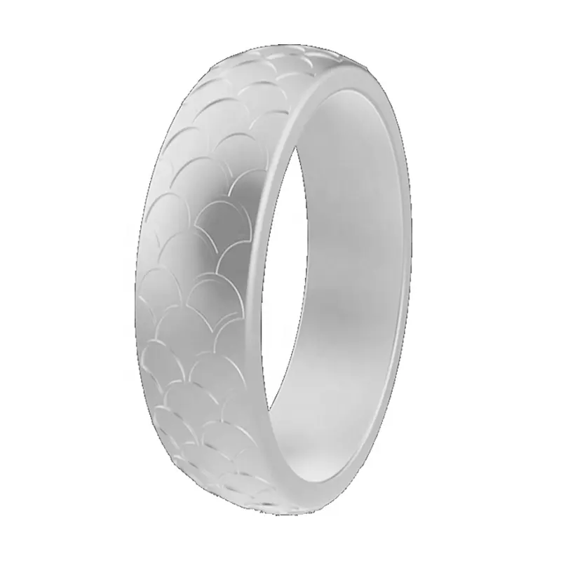 Lueur personnalisée dans les anneaux sombres pierre de naissance sirène Silicone bague de mariage sport promotionnel Couple anneaux de mariage