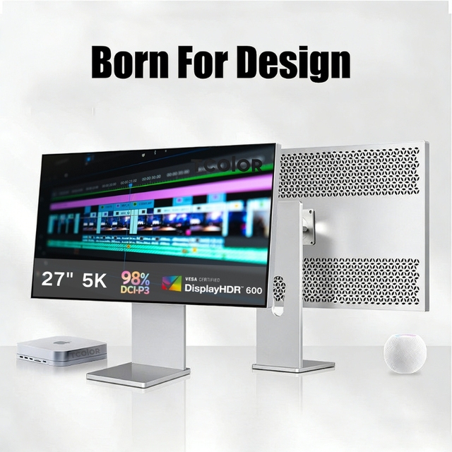 TCOLOR G27P Aluminum Alloy Body Ultra-clear Picture Quality Monitor 27 Inch 5K Screen USB-C Compatible Thunderbolt for MacBook