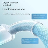 Kabel kepang kristal es warna-warni 120W, konektor TYPE-C/USB mikro/pengisian daya Cepat