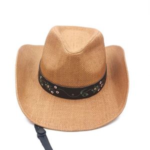Minimalist Straw Western <b>Hat</b> Wide Brim Sun Protection Cowboy <b>Hat</b> <b>for</b> Summer Use - Product Image 4