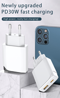 Chargeur mural USB-A Type-C ultra-fin à charge rapide PD30W HNT OEM/ODM, adaptateur d'alimentation portable pour iPhone Samsung avec prise EU
