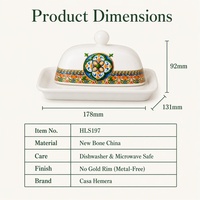 Beurrier en porcelaine de style toscan personnalisé OEM/ODM avec couvercle, récipient de rangement en céramique pour beurre de cuisine, idéal pour comptoir