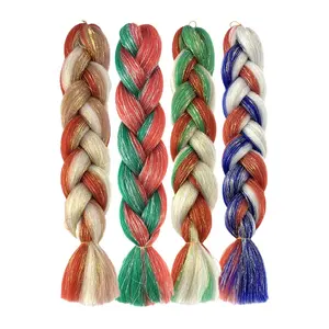 Cheveux de tressage multicolores ombrés Extensions de cheveux tressés de 24 pouces Cheveux de tressage synthétiques pré-étirés au crochet