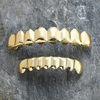 Grilles dentaires préfabriquées sans nickel, port sécurisé, plaquées or, 8 dents supérieures, 6 dents inférieures, ensemble premium, grillz
