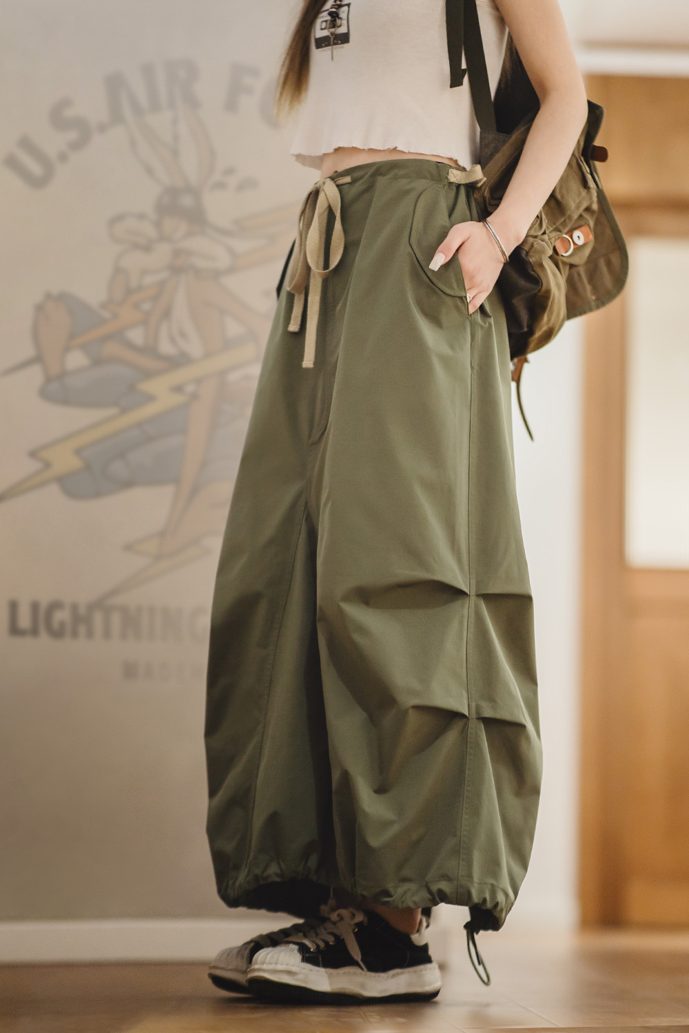 Maden Retro Long Skirts for Women - Drawstring Pinafore
