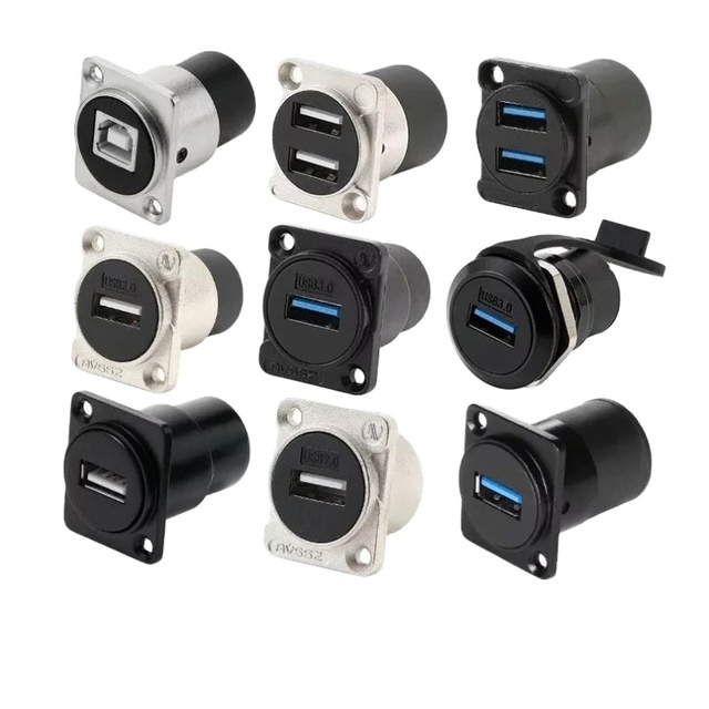 USB D Type Modular Socket Connector USB2.0/3.0 Data Cable Installation 86 Panel Cabinet No Solder Double Pass Docking