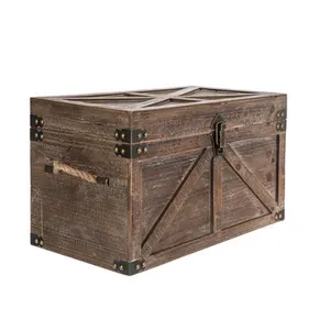 wholesale customized Gray Wood Trunk Box Set brown wood trunks with lid antique box wooden treasure box
