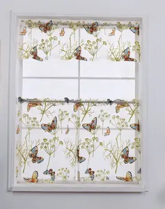 AMZ Hot American Classical Butterfly Pattern Cortinas Poliéster Cenefas Set Cocina Sala Decoración Cortina Sets