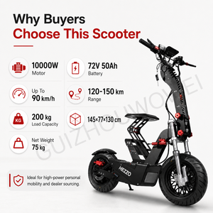 Scooter Eléctrico de Alta Potencia de 10000W con Asiento, 72V 50Ah, Largo Alcance, para Adultos, Todoterreno, 90km/h, Freno de Disco Hidráulico 1 10000W de Alto Rendimiento y Potencia - Product Image 1