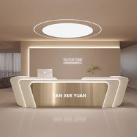 Hôtel de luxe en acier inoxydable hall réception ongles pédicure Spa caissier Center Salon de beauté hôpital Led comptoir de réception