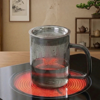 Mug en verre borosilicate de haute qualité avec infuseur à thé, résistant à la chaleur, compatible lave-vaisselle et micro-ondes, 400 ml, design moderne pour le bureau et la maison